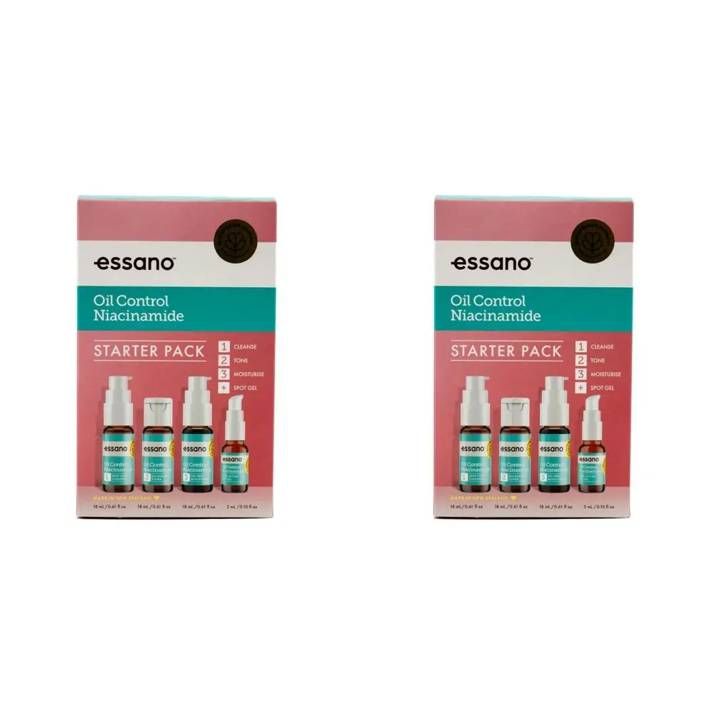 2x 4pc Essano Oil Control Niacinamide Clenser/Moisture Spot Gel Starter Pack