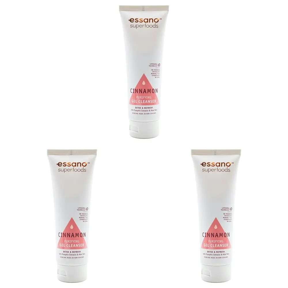 3x Essano Purifying Gel Cleanser Superfoods Skin Detox & Refresh Cinnamon 100ml