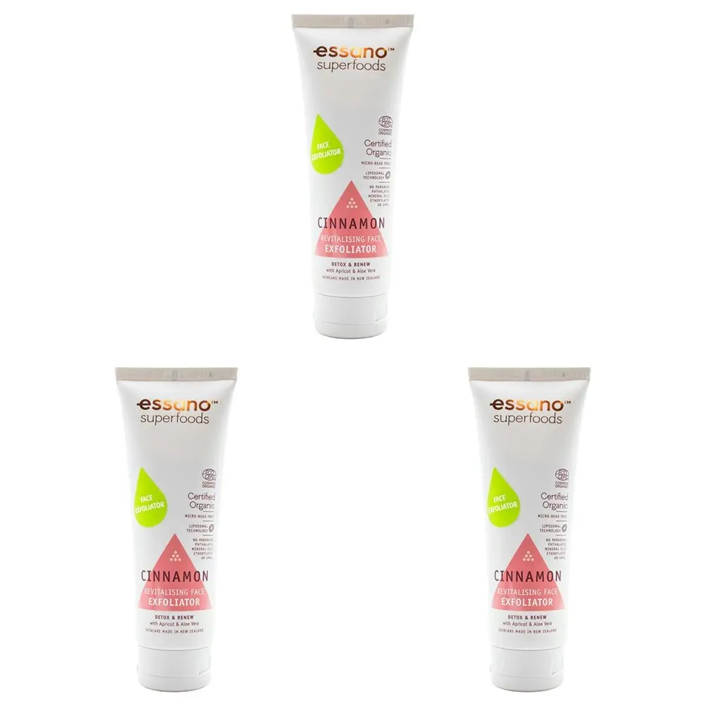 3x Essano Revitalising Face Exfoliator Superfoods Detox & Renew Cinnamon 100ml