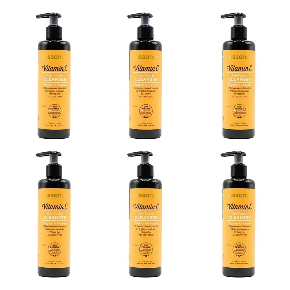 6x Essano Gel Facial Cleanser Vitamin C Brighten & Energise Facial Care 300ml