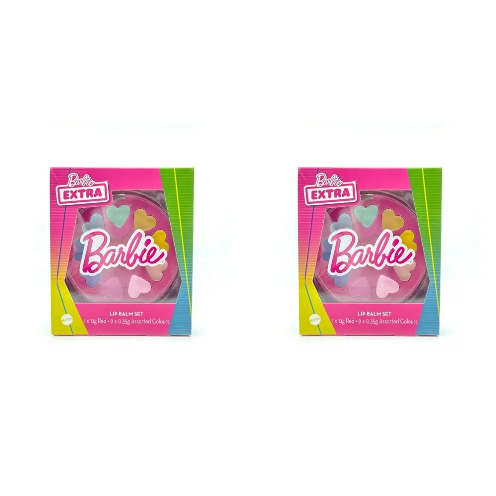 2x Barbie Extra Range Kids/Childrens Lip Balm Set Cosmetic Makeup 9-Colour 6y+