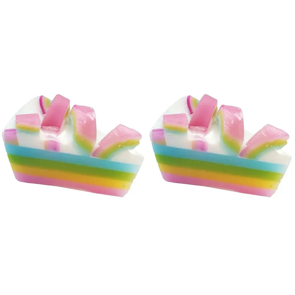 2PK Bomb Cosmetics Raspberry Rainbow Scented Soap Cake Bar Body Shower Fragrance