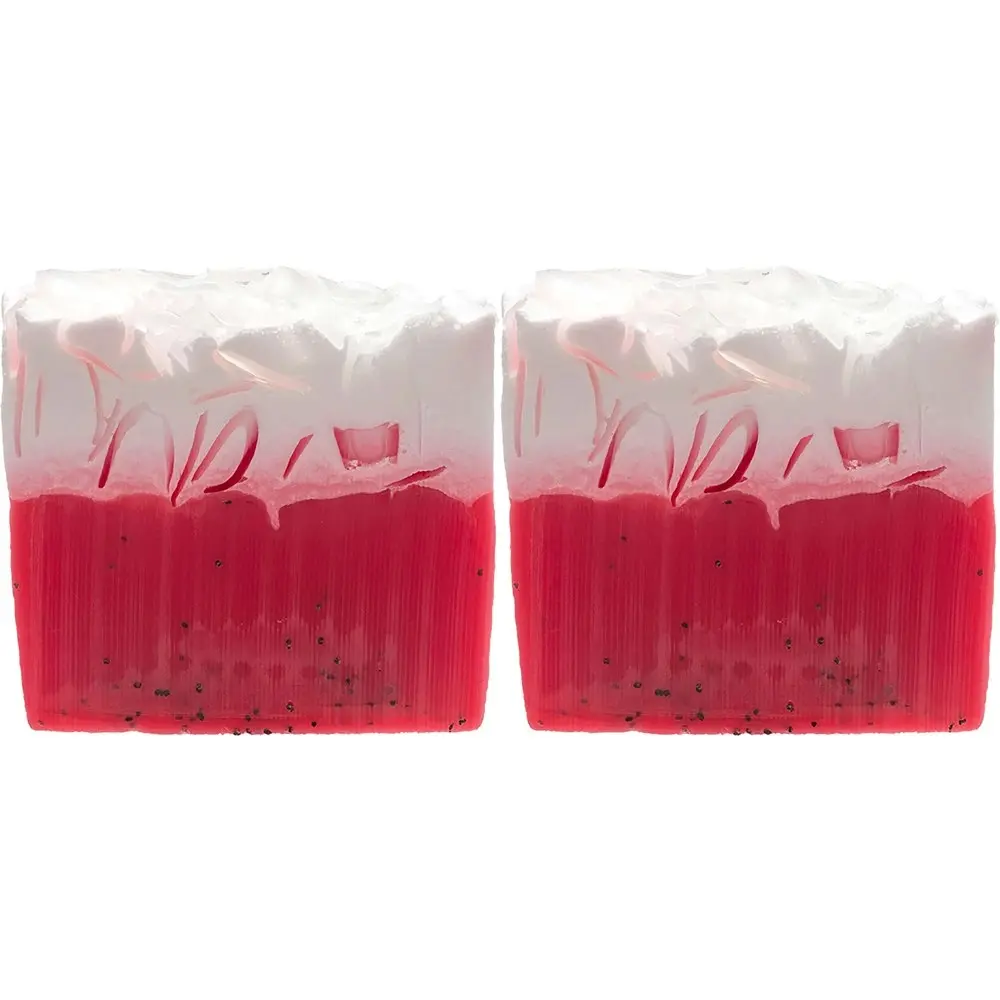 2PK Bomb Cosmetics Strawberries & Cream Scented Soap Slice Bar Shower Fragrance