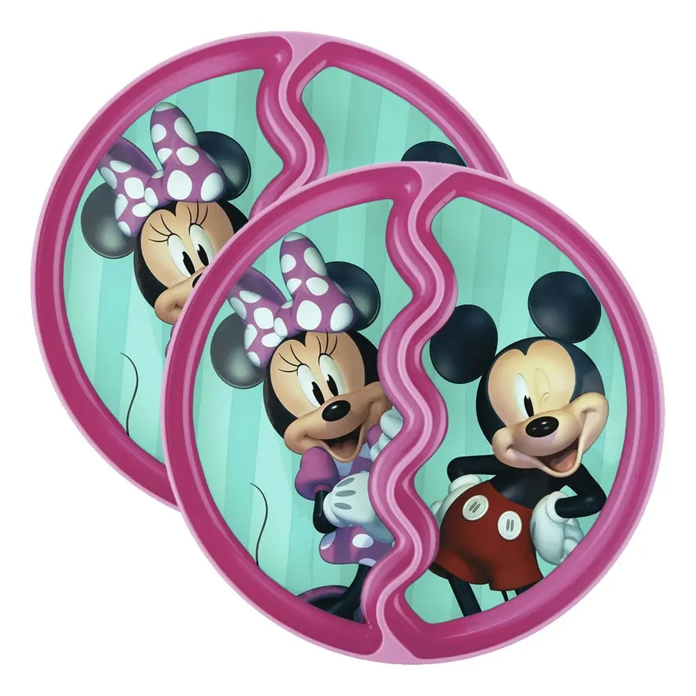 2x Disney Junior Minnie Mouse Children's/Toddler Suction Dinner Plate 12m+ Pink