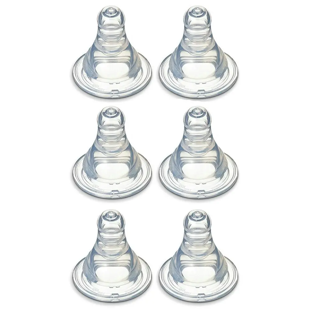 6PK PIGEON Peristaltic Slim Neck Soft Silicone Teat S 0-3m f/ Baby/Infant Bottle