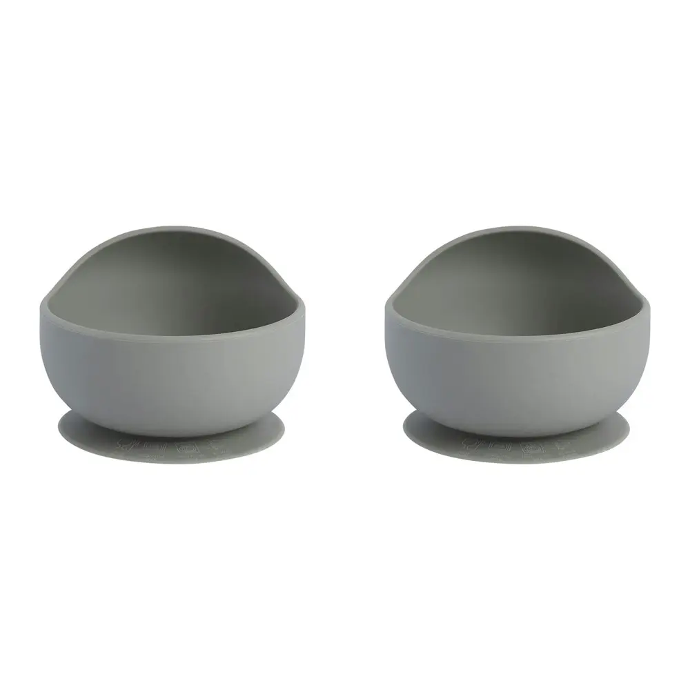 2x Splosh Baby Elephant Silicone Bowl w/ Suction Base Food Feeding 12cm Grey 0+