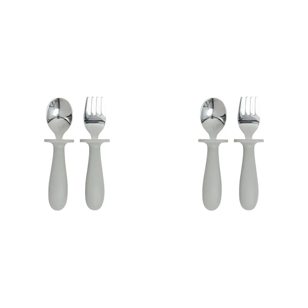 4pc Splosh Baby Elephant Stainless Steel Silicone Cutlery Set Spoon/Fork Grey 0+