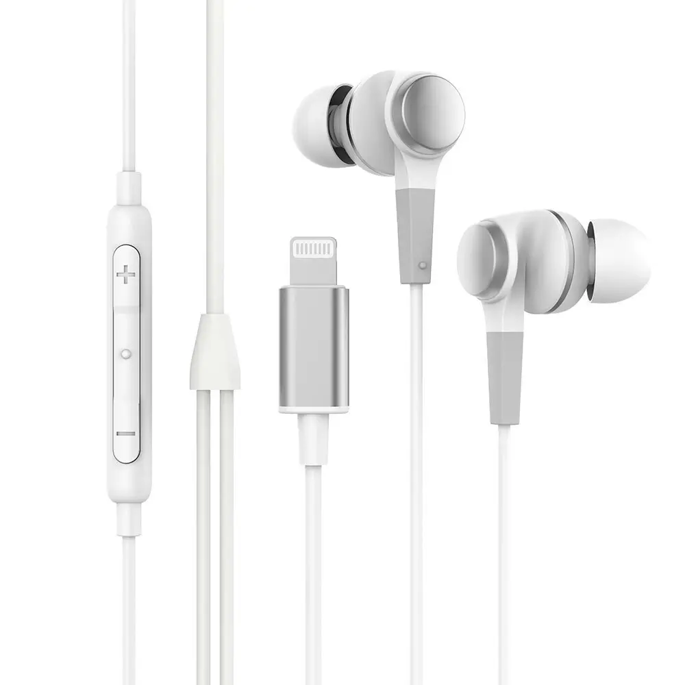 Rewyre MFI Certified Lightning Wired Mic and Volume Control Earphones White