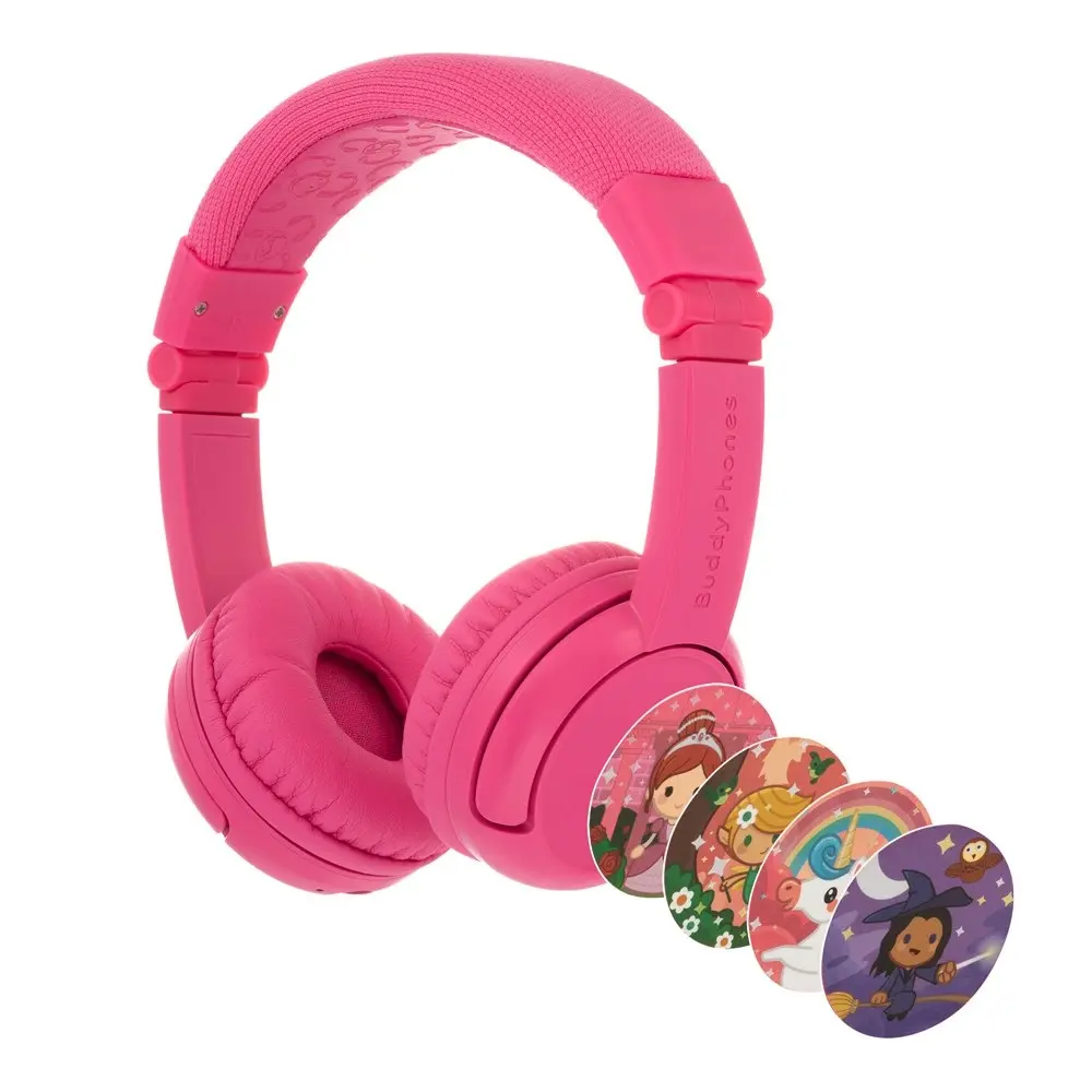 Buddyphones Play Plus Kids Wireless/Bluetooth Headphones/Headset w/Mic Rose Pink