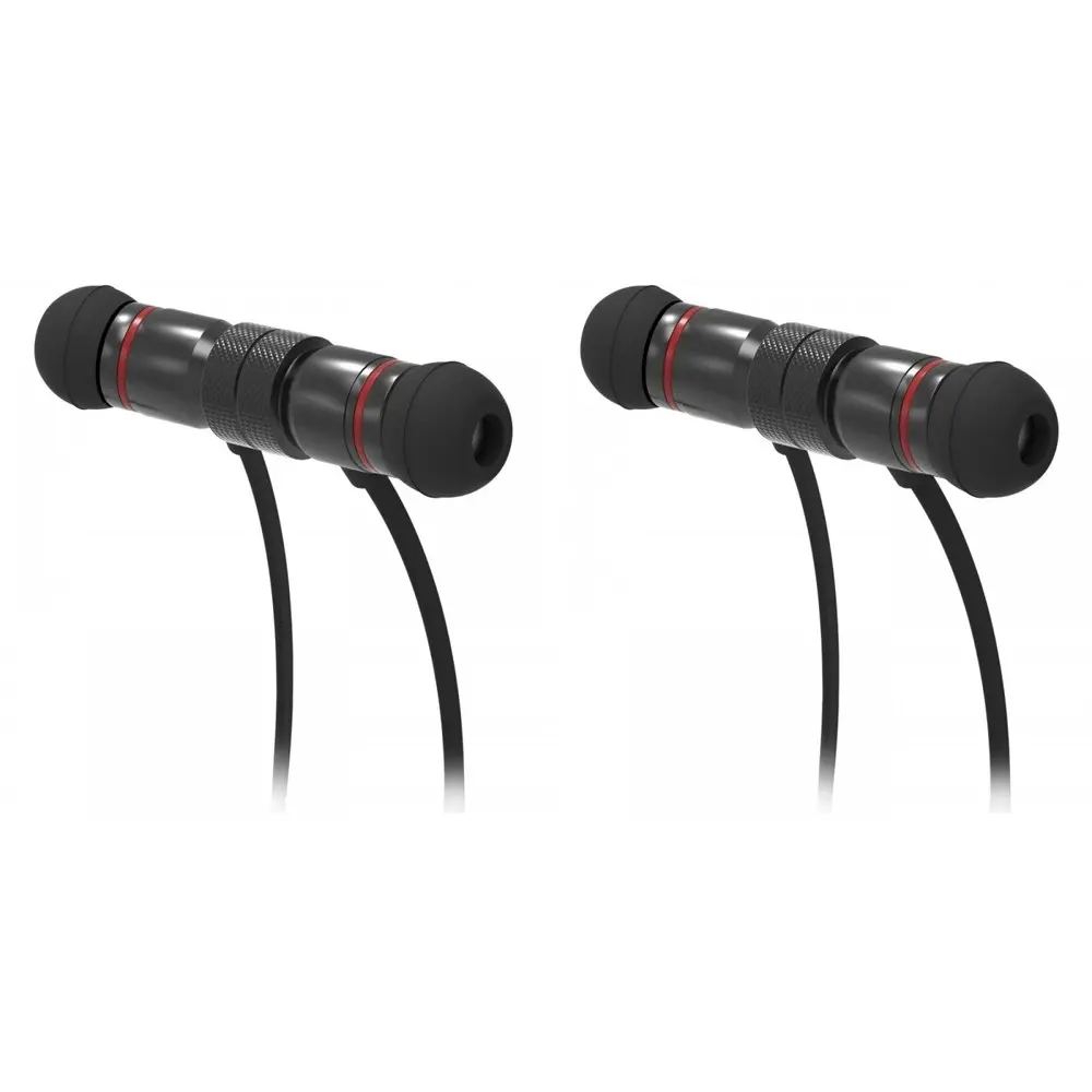 2x Laser Magnetic Wireless BT Sports In-Ear Earphones w/ In-Line Control Black