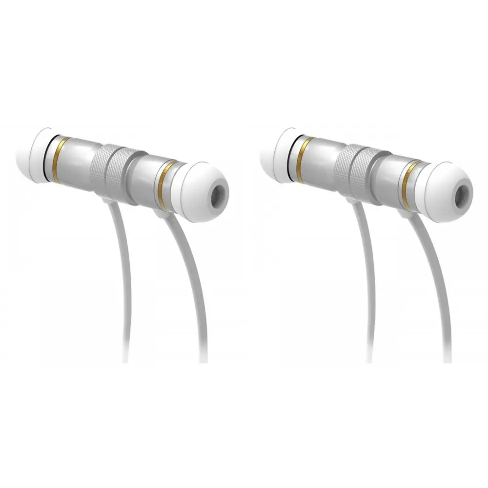 2x Laser Magnetic Wireless BT Sports In-Ear Earphones w/ In-Line Control White