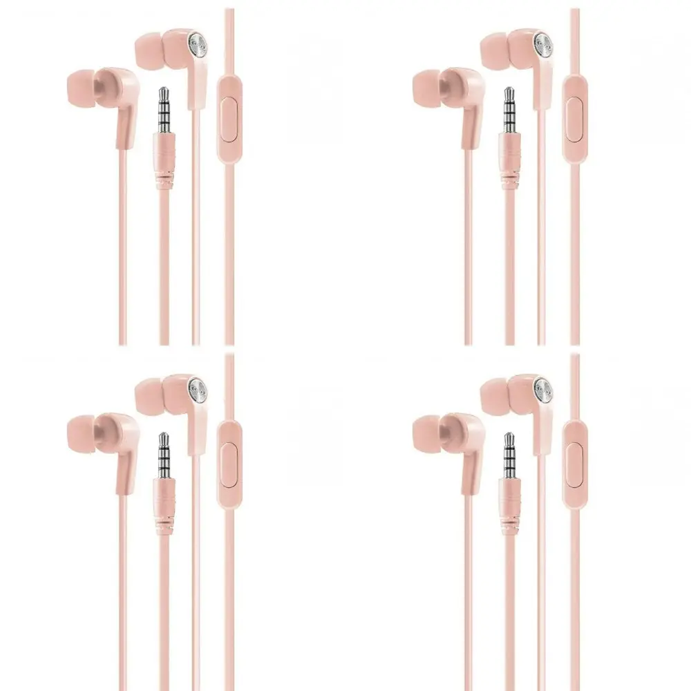 4x Laser 3.5mm AUX Wired 1.2m In-Ear Earphones w/Microphone For Smartphones Rose