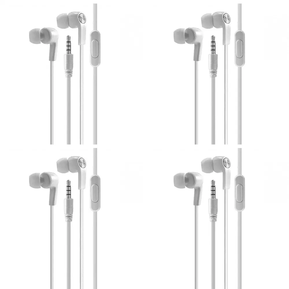 4x Laser 3.5mm AUX Wired 1.2m In-Ear Earphones w/ Microphone For Smartphones WHT