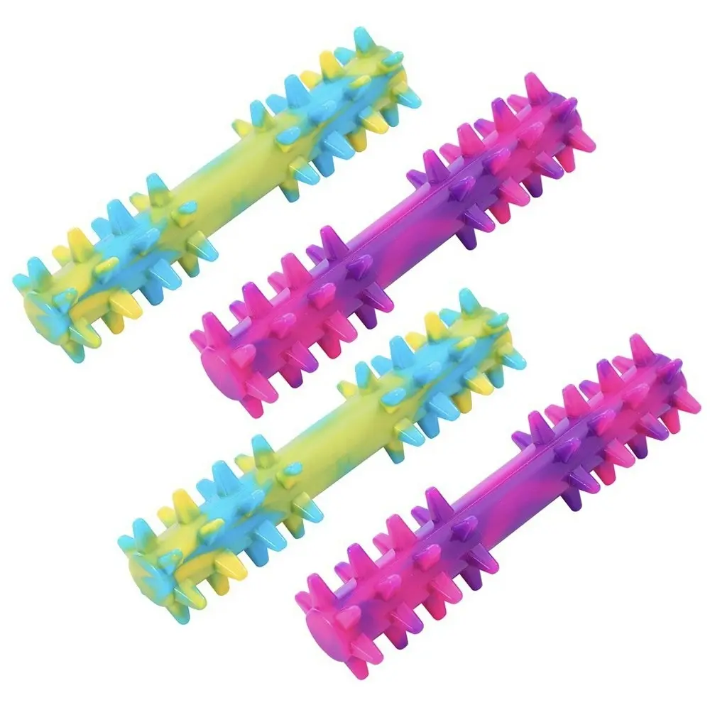 4x Paws & Claws Spikey Durable Baton Dog Chew Squeaky Toy Assorted 21.5x5.5cm