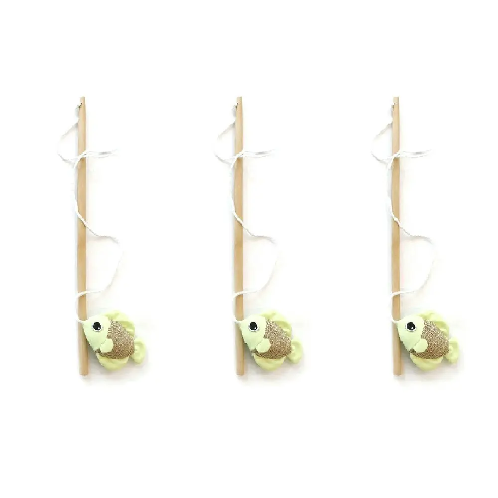 3x M-Pets 35cm Fish Cat/Kitten Pet Wand Interactive Hunting Exercise Toy Rod