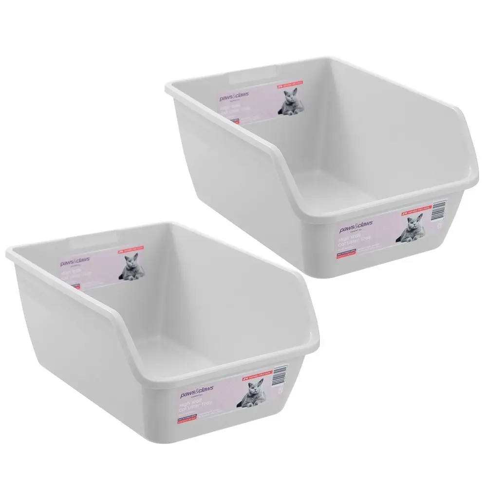 2x Paws & Claws Hygienic High Wall Cat/Kitten Litter Tray Medium 45x33.5x20cm