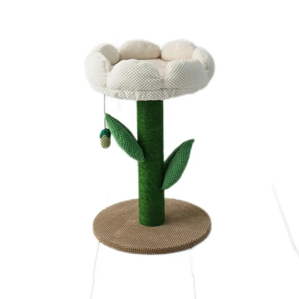 Catio White Camelia Flower Cat Pet Scratching Tree Furniture Scratcher Post