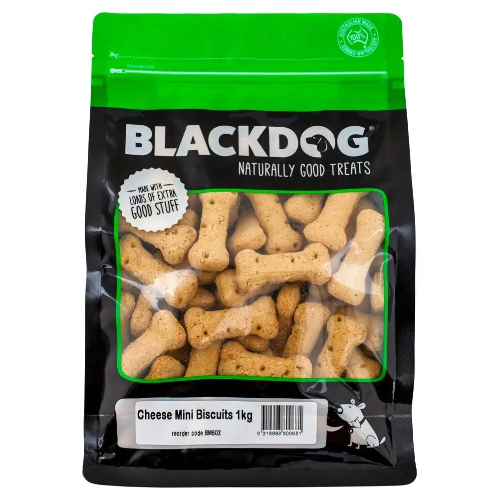 Blackdog 1kg Mini Cheese Biscuits Dog/Puppy Pet Healthy Oven Baked Food Treats