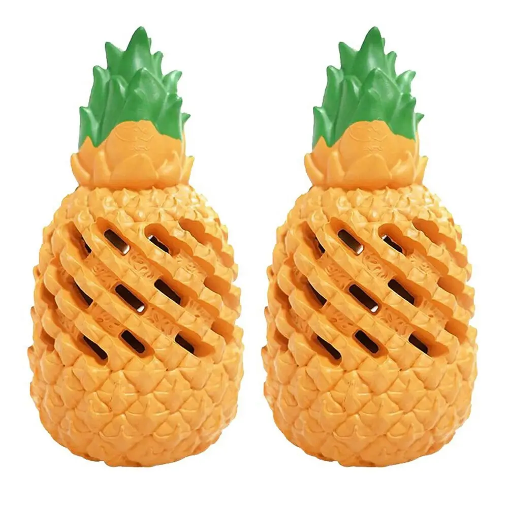 2x Petopia Ultra Tough 10cm Rubber Pawsome Pineapple Dog Toy Chew Treat Sml ORNG