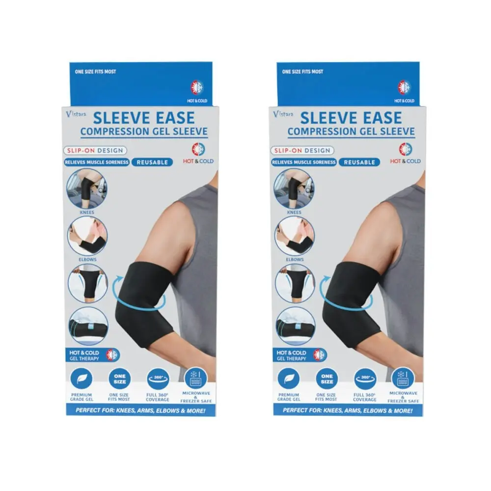 2x Vistara Sleeve Ease Premium Grade Hot/Cold Therapy Compression Gel Sleeve