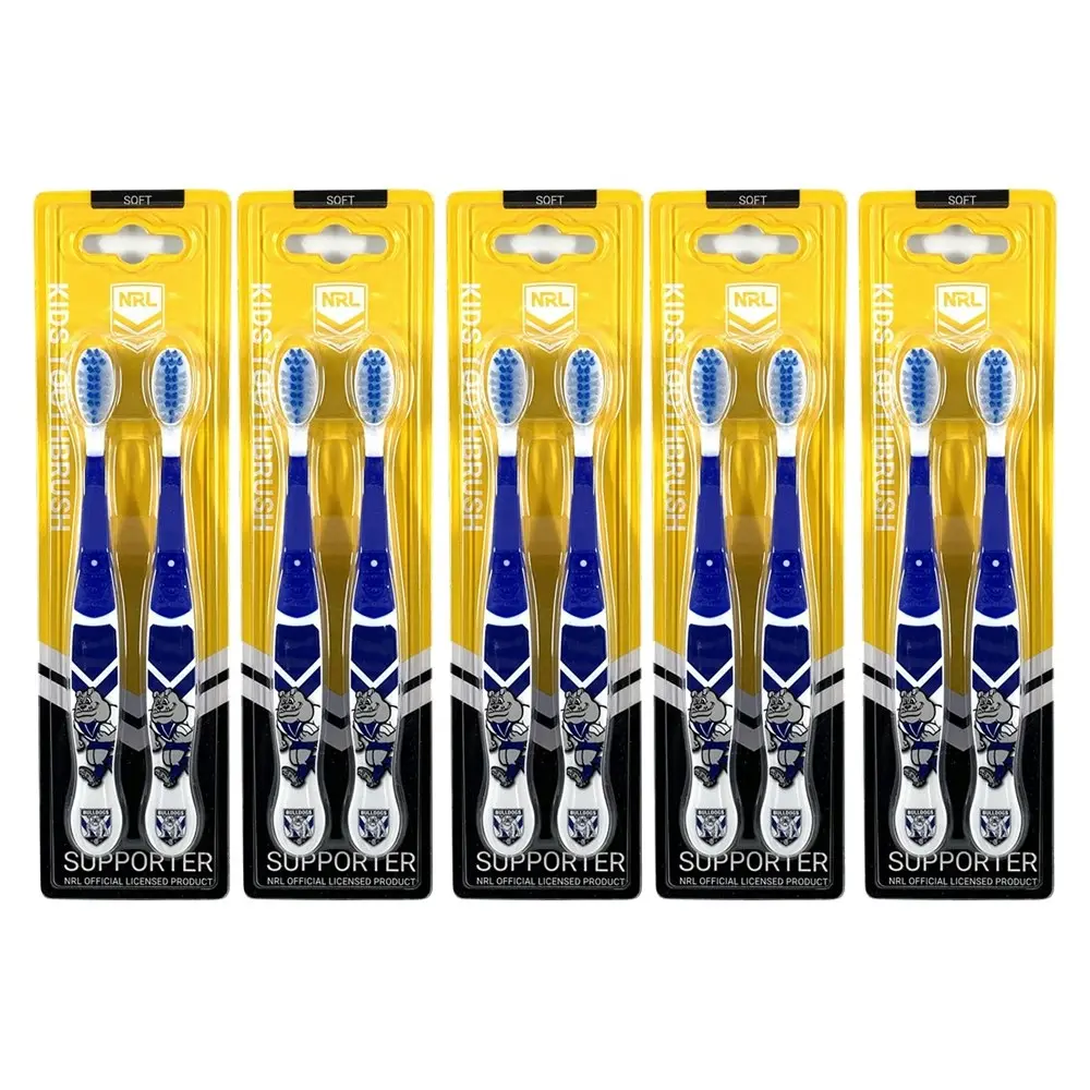 10pc NRL Mascot Canterbury Bulldogs Kids/Toddler Soft Bristles Toothbrush 3y+