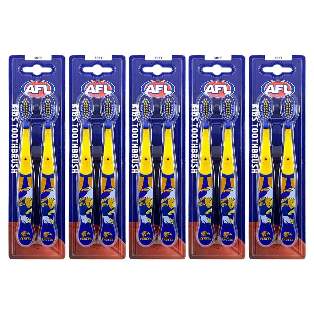 10pc AFL Mascot Kids/Children Soft Bristles Toothbrush West Coast Eagles 3y+