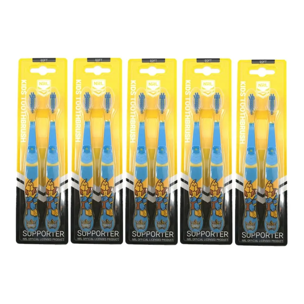 10pc NRL Mascot Gold Coast Titans  Kids/Toddler Soft Bristles Toothbrush 3y+