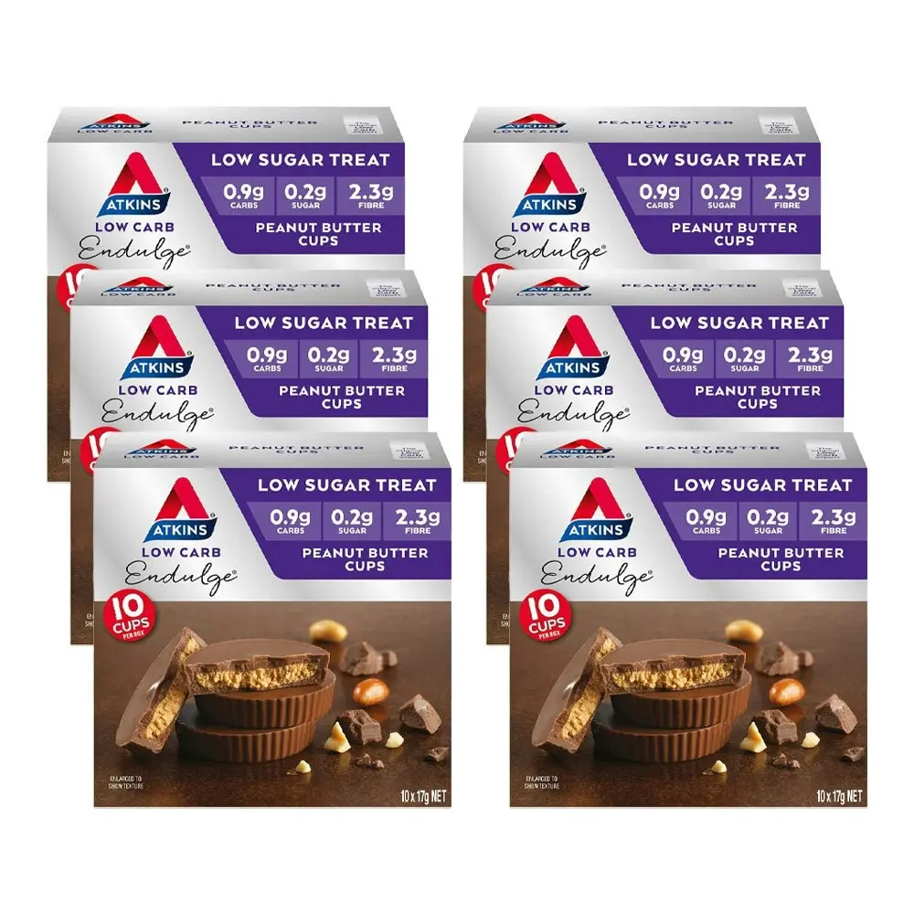 6x 10pc Atkins 17g Endulge Low Carb/Low Sugar Choc Peanut Butter Snack Cups