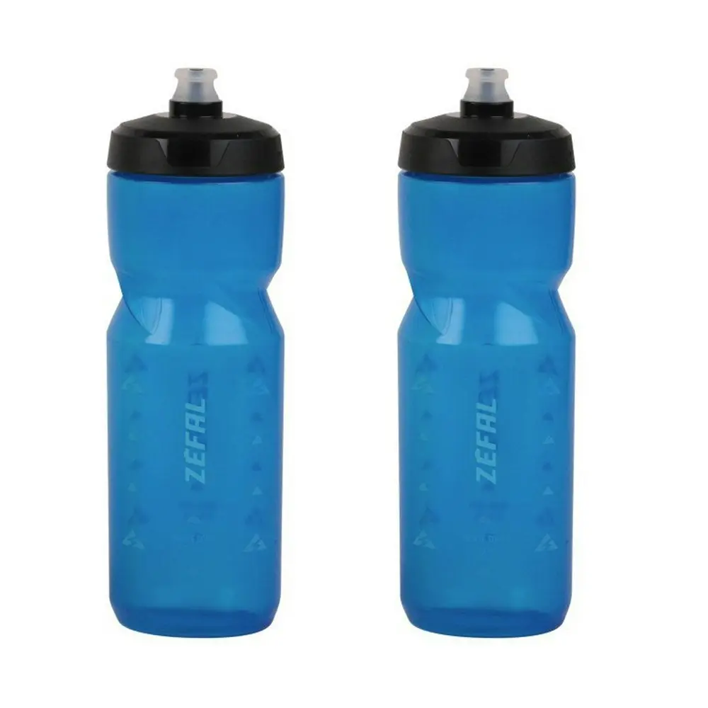 2x Zefal Sense Soft 80 Bike Water Drinking Bottle Sports 800ml Translucent Blue