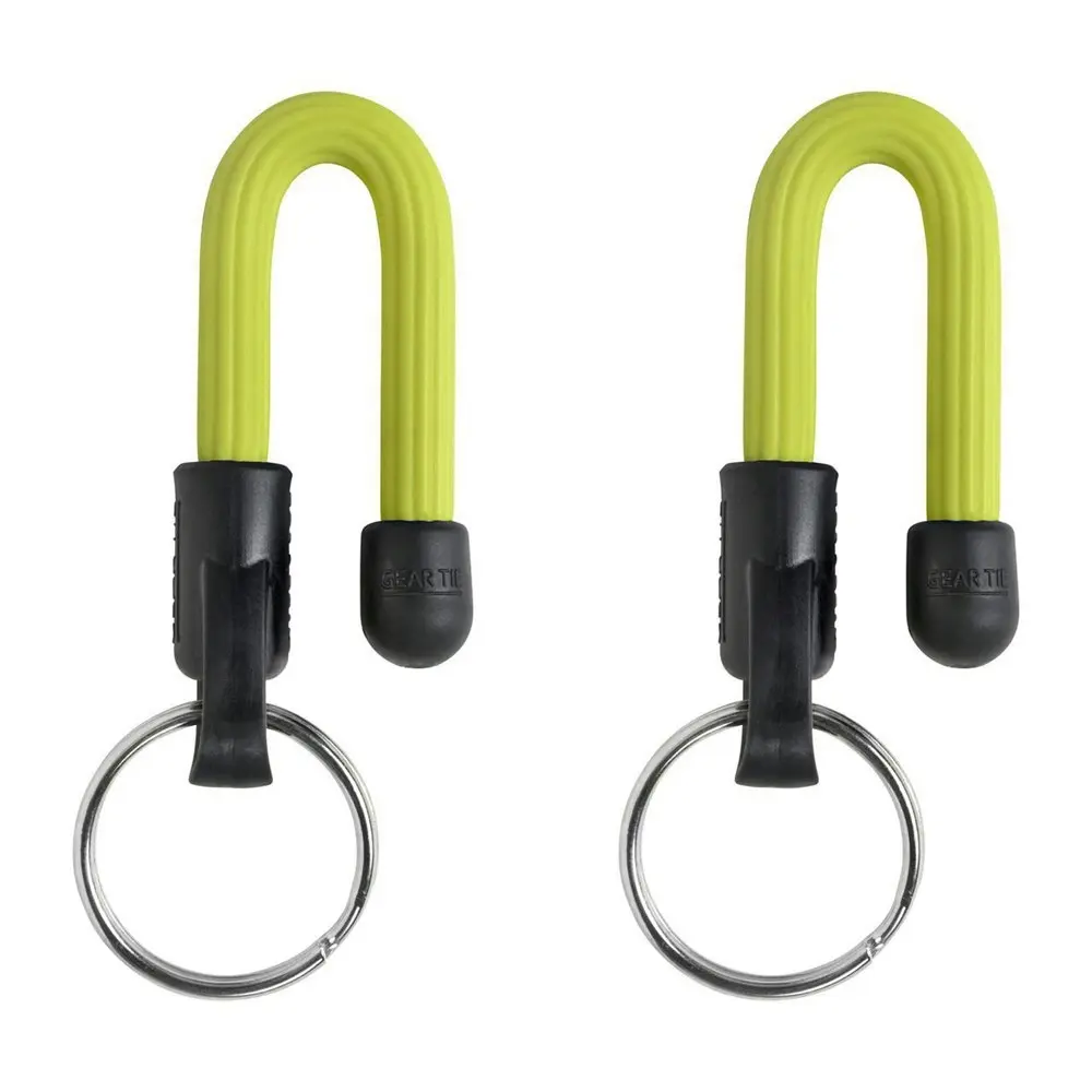 2x Nite Ize 14cm Reusable Rubber Twist Gear Tie Keyring Hang Key Holder Neon YEL