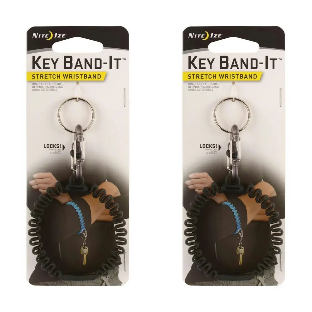 2x Nite Ize Key Band-It Stretch Wristband Keyholder w/ S-Biner Smoke 6.5cm