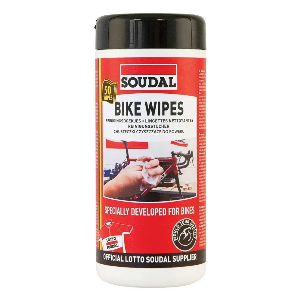 50pc Soudal Bike/Bicycle Wipes/Pads Mud/Dirt/Grease Cleaning Remover/Cleaner