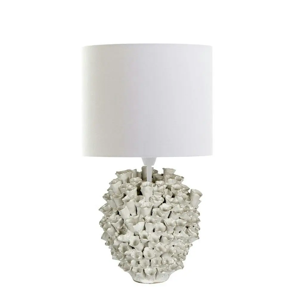 Belle Londolozi Ceramic Table Lamp w/ Linen Shade 34cm Bedside Night Light Cream