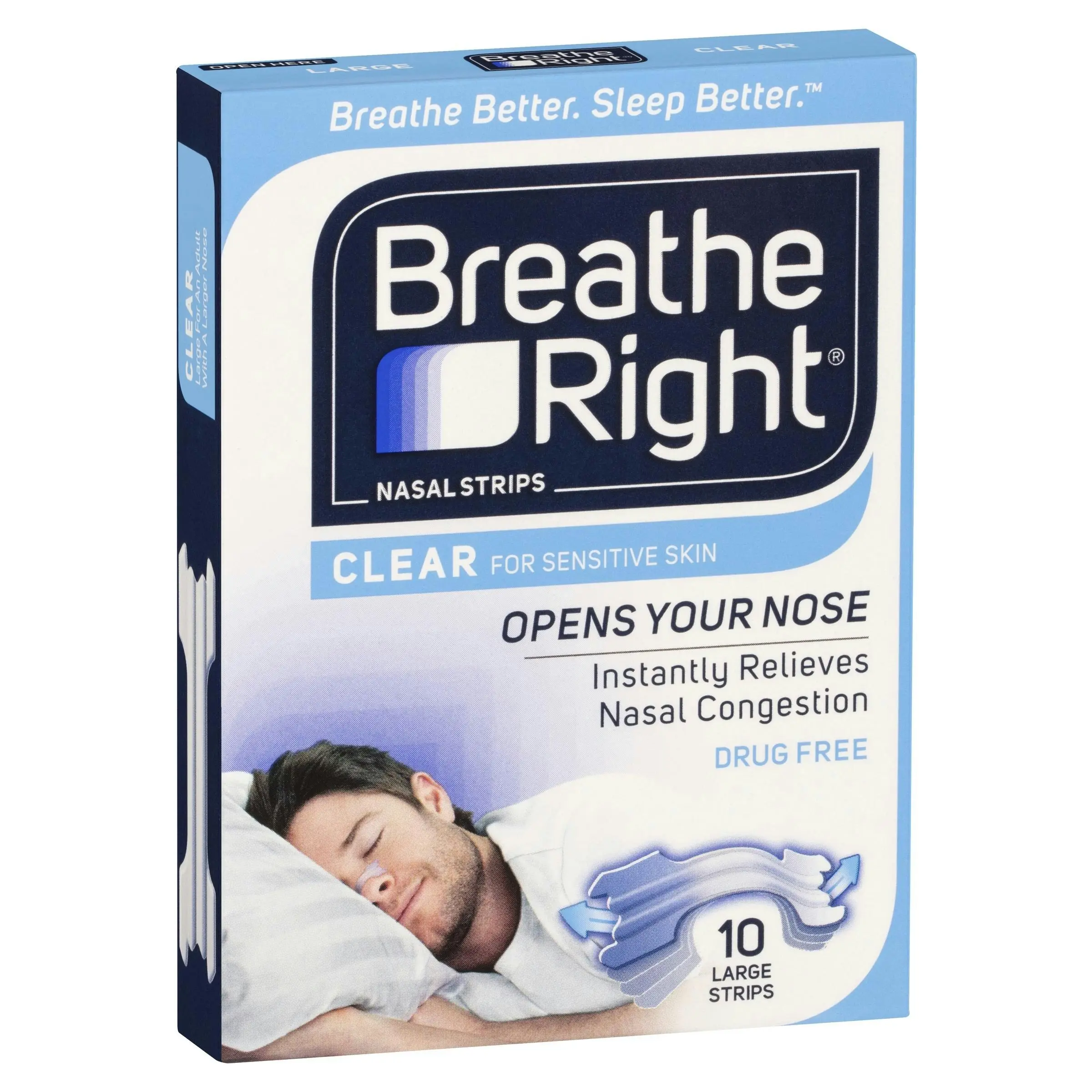 Breathe Right Nasal Strips Clear Large 10 Strips