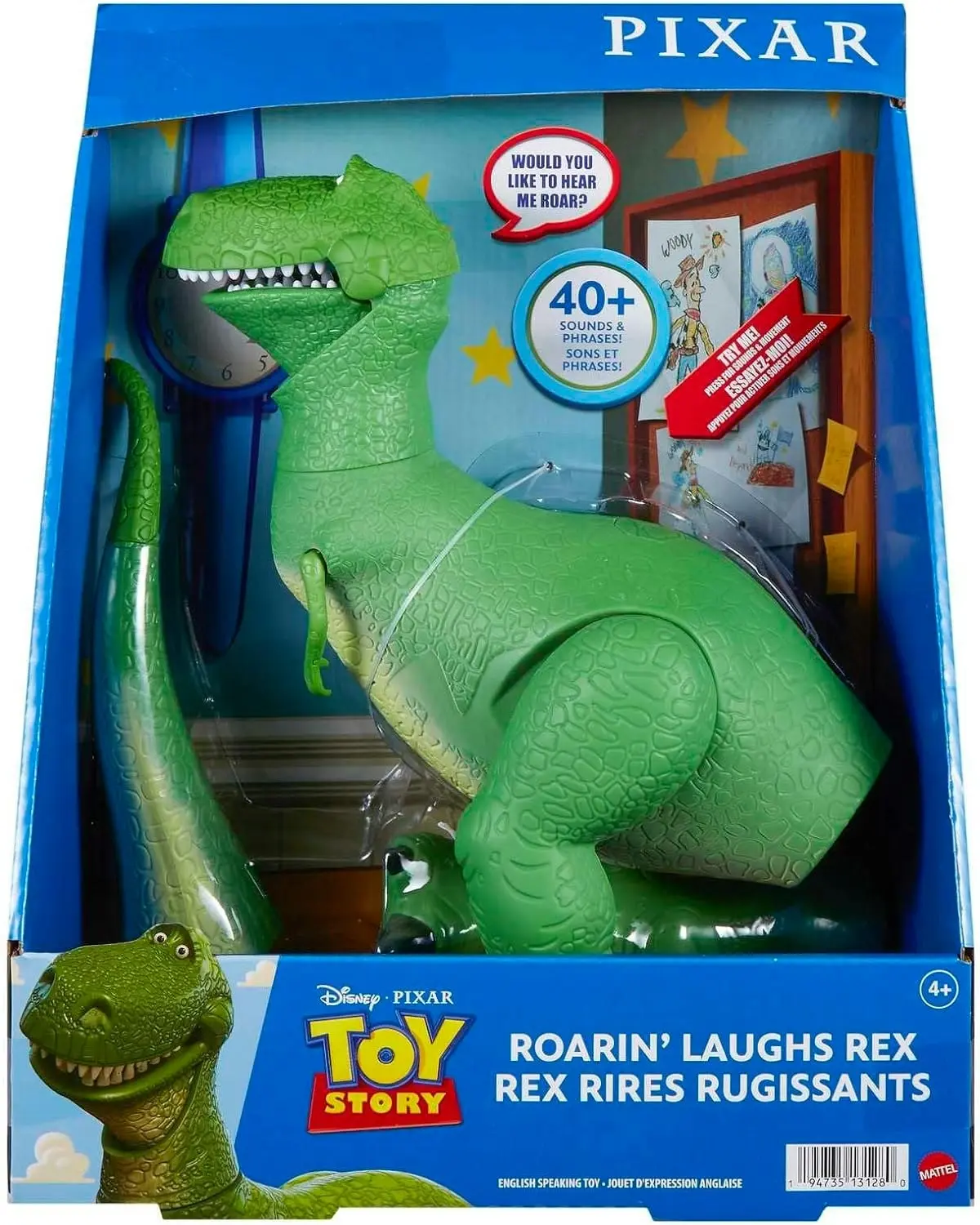 Disney Pixar Toy Story Rex Figure, Roarin' Laughs Talking Dinosaur Toy