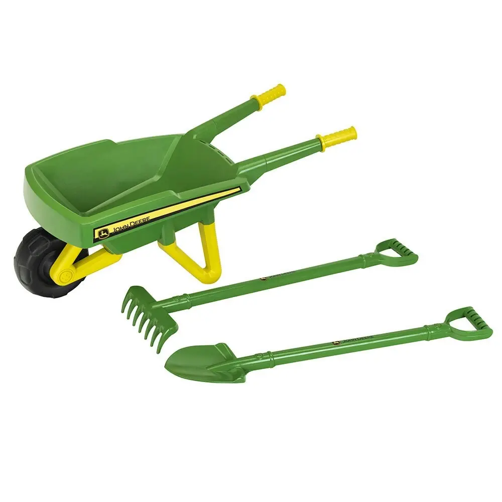 John Deere Kids/Childrens Wheelbarrow Gardening Pretend Play Toy Set 78cm 3Y+