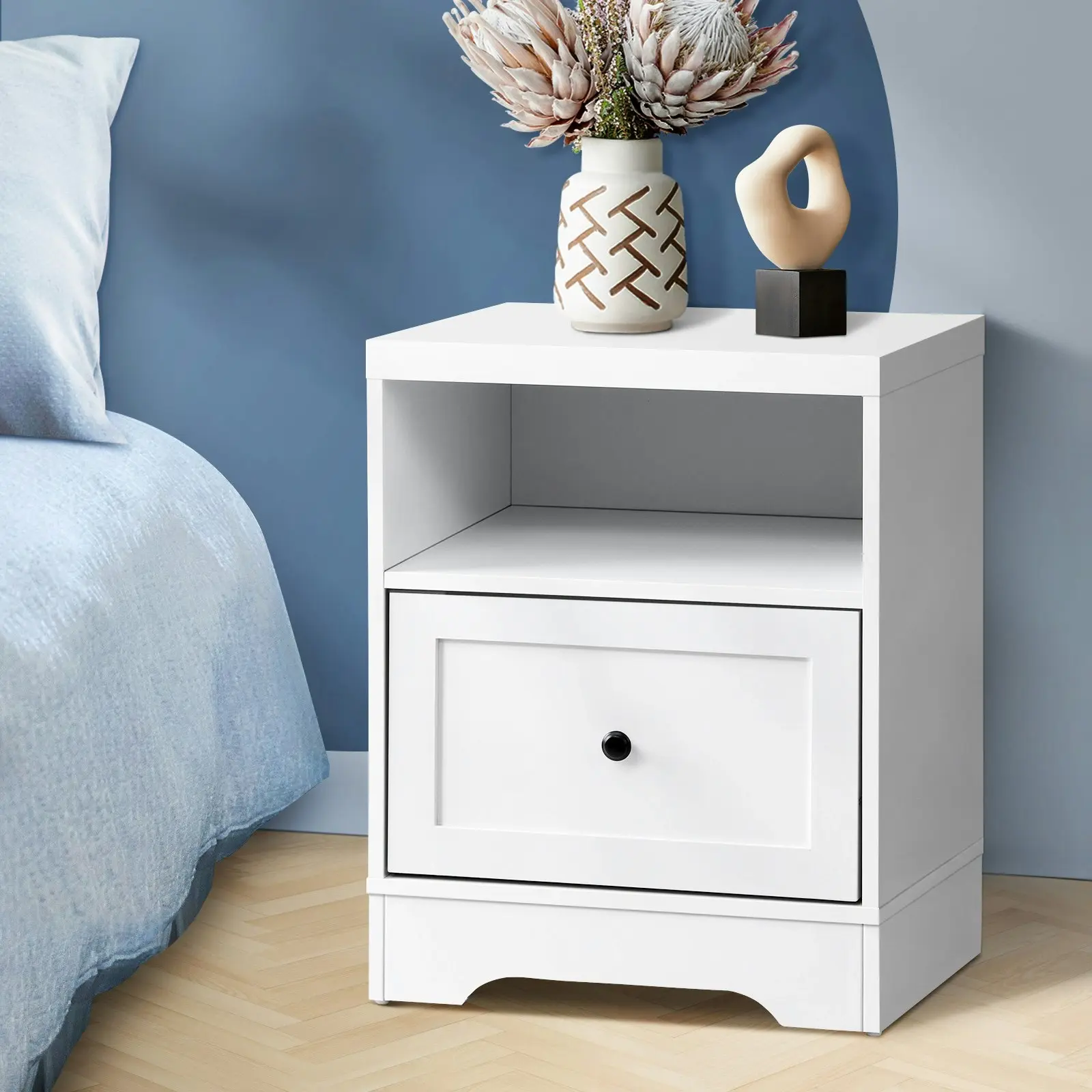 Oikiture Bedside Tables Drawers Nightstand Storage Cabinet Hamptons Furniture