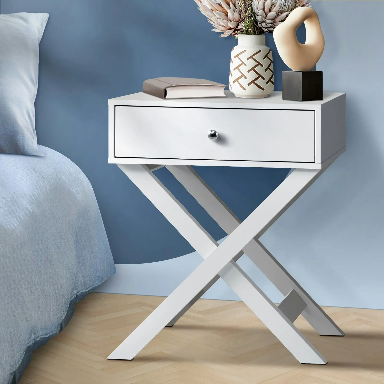 Oikiture Bedside Table Drawer Nightstand Side Table Storage Cabinet Bedroom