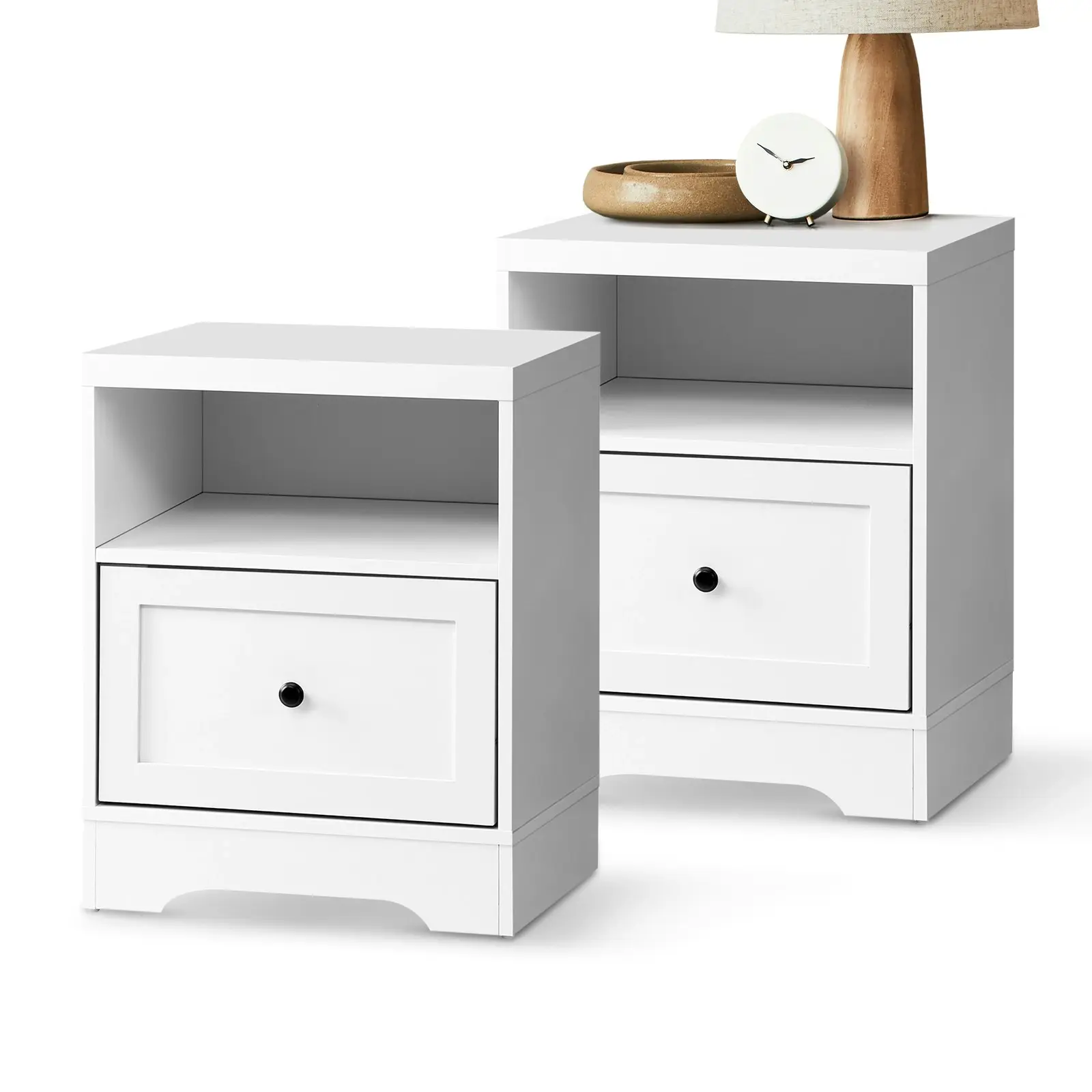 Oikiture 2PCS Bedside Tables Nightstand Hamptons Furniture