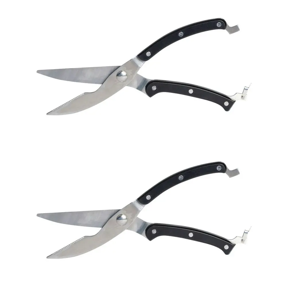 2x Cuisena Professional 25cm Poultry Shears Stainless Steel Kitchen Scissors BLK