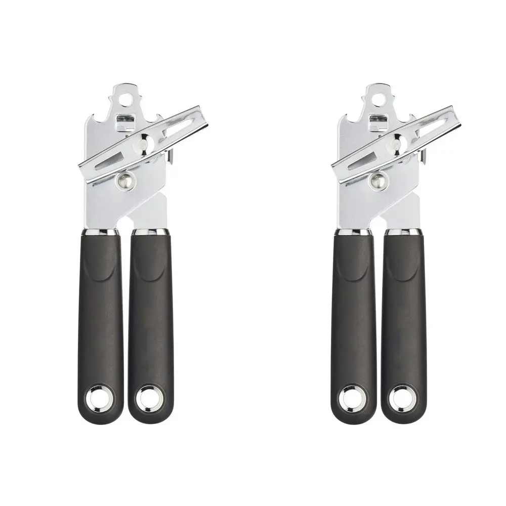 2x MasterCraft Soft Grip 14cm Manual Stainless Steel Can Opener Handheld Black