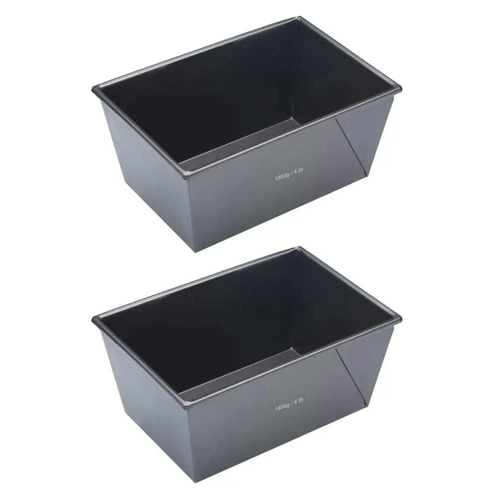 2x MasterCraft 24x16cm Heavy Base Non-Stick Box Sided Loaf/Bread Pan Baking BLK