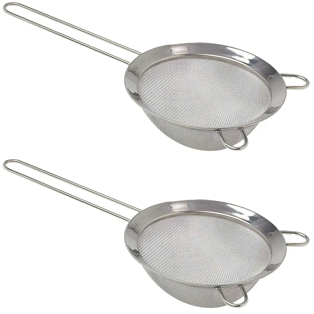 2x Cuisena Stainless Steel 18cm Strainer Pasta/Fruit Drainer w/ Long Handle SLV