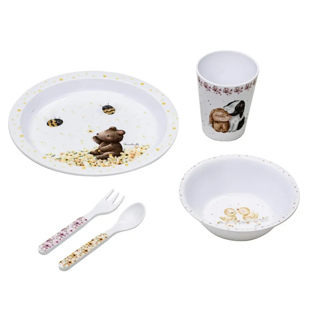 5pc Ashdene Little Darlings Kids Melamine Dinner Set Cup/Spoon & Fork/Plate