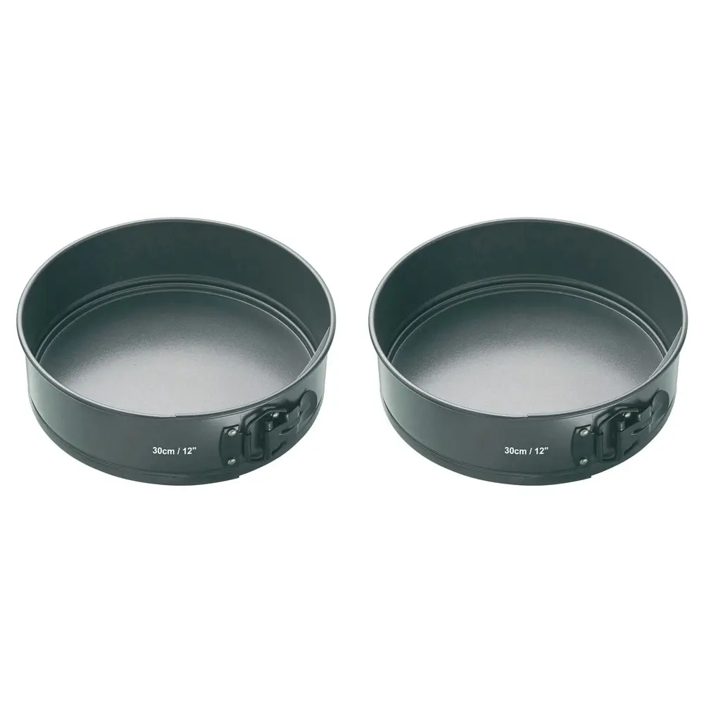 2x MasterCraft 30cm Springform Non-Stick Heavy Base Round Cake Pan Baking Black