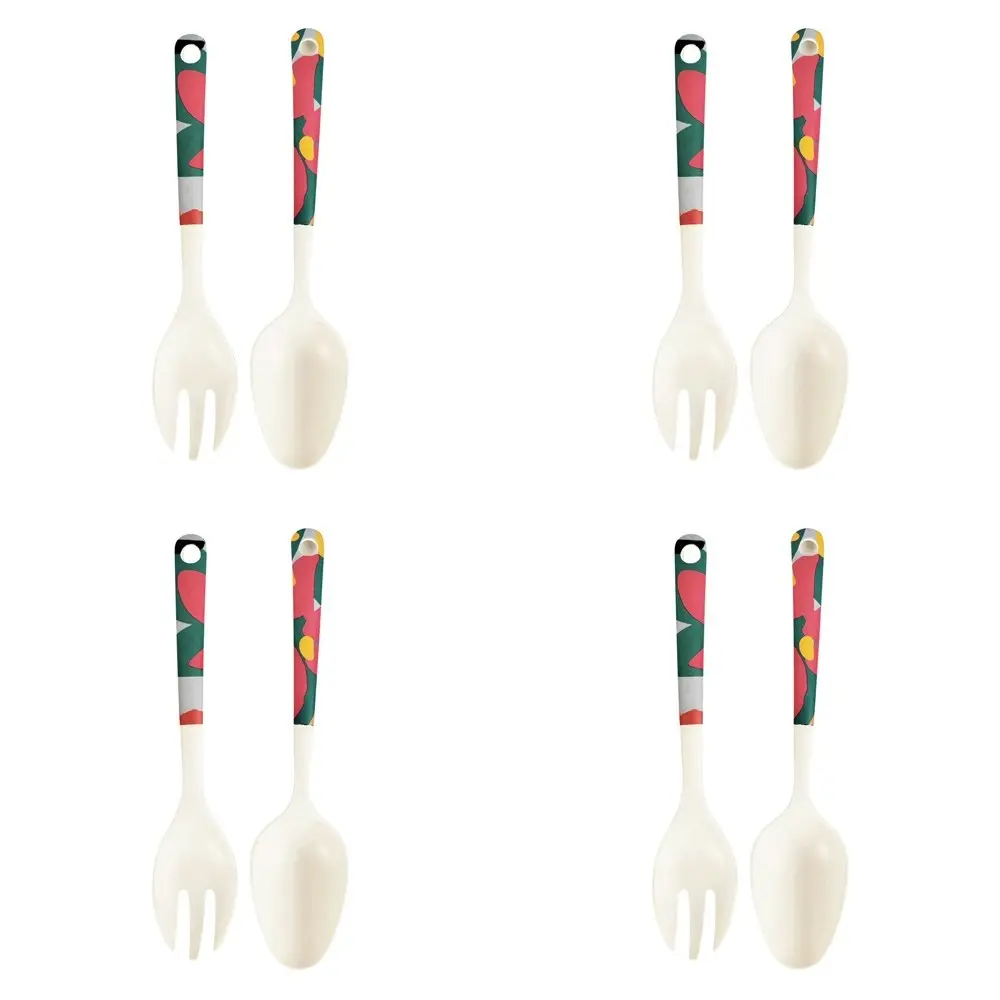 4x 2pc Urban Melody Bamboo Fibre Spoon/Fork Salad Servers Kitchen Utensil Set