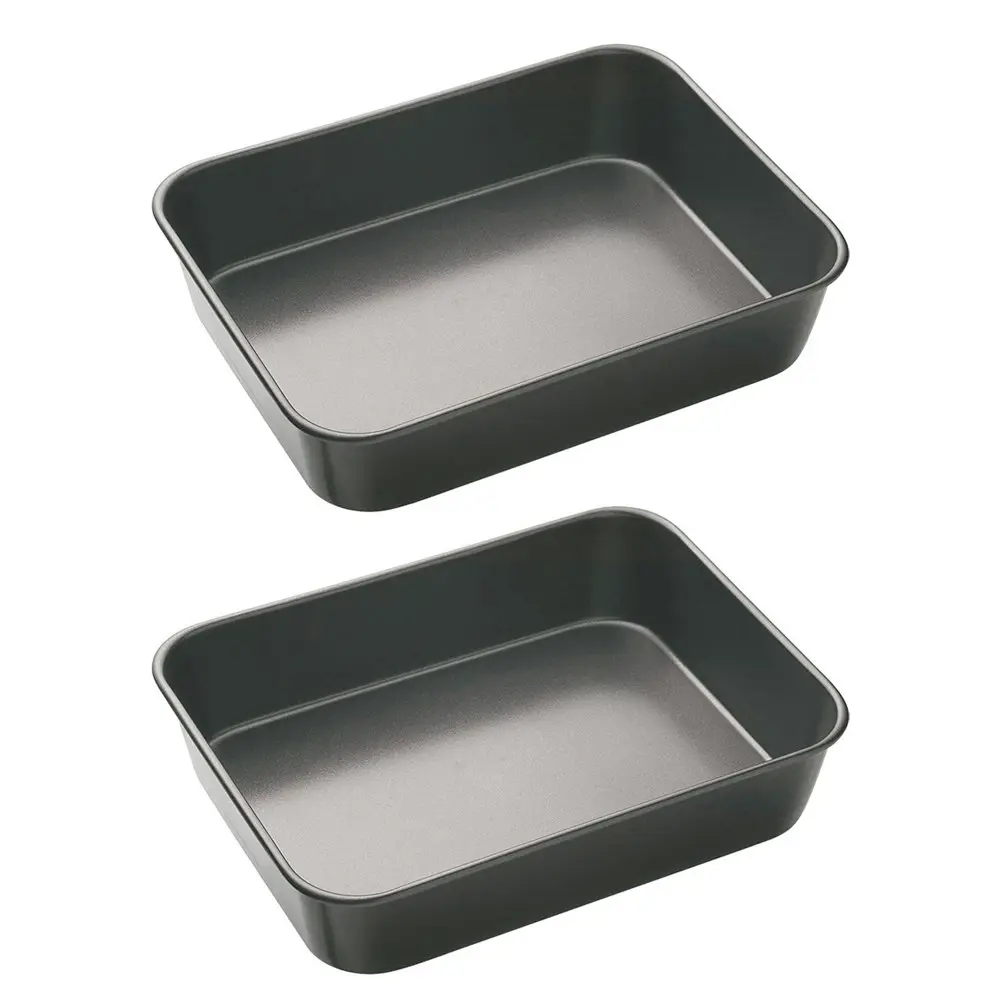 2x MasterCraft 39x28cm Heavy Base Deep Non-Stick Roasting/Baking Pan Large Black