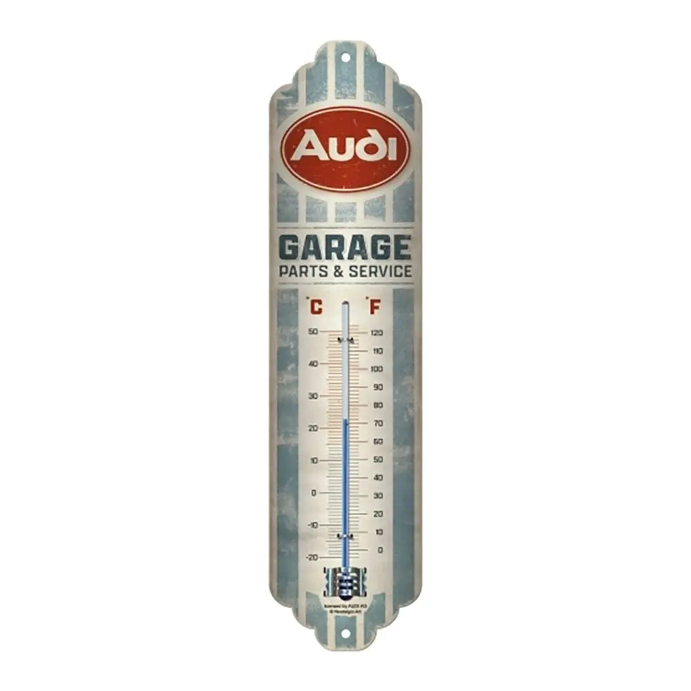 Nostalgic Art Metal Thermometer Audi Garage Celsius/Fahrenheit Home Decor Grey