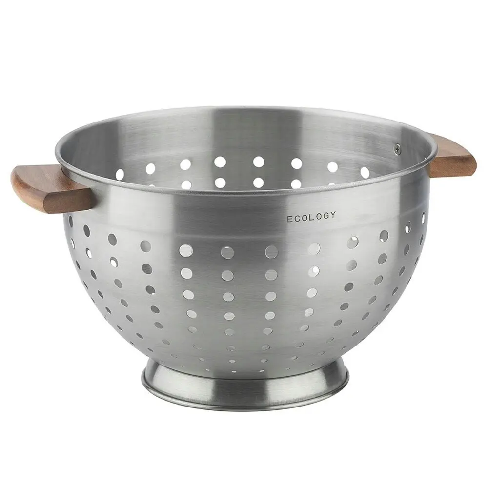 Ecology Acacia Wood 24cm Colander Fruit/Vegetable Stainless Steel Strainer SL