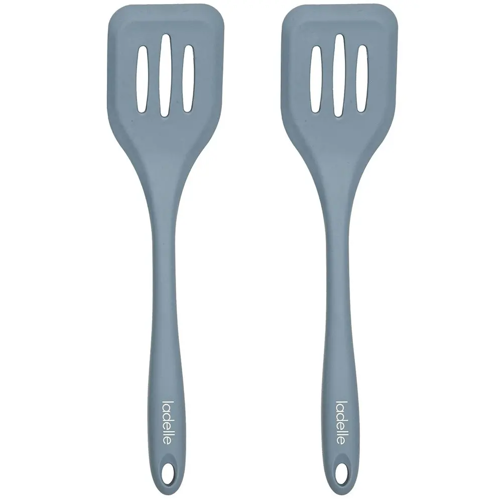 2x Ladelle Craft Blue Silicone Kitchenware Slotted Turner Serving Utensil